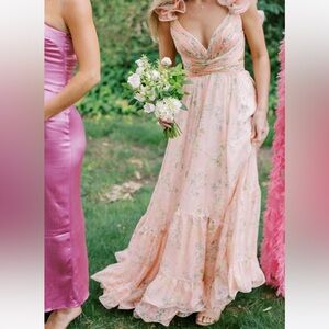 Mac Duggal Ieena Floral Ruffle Gown